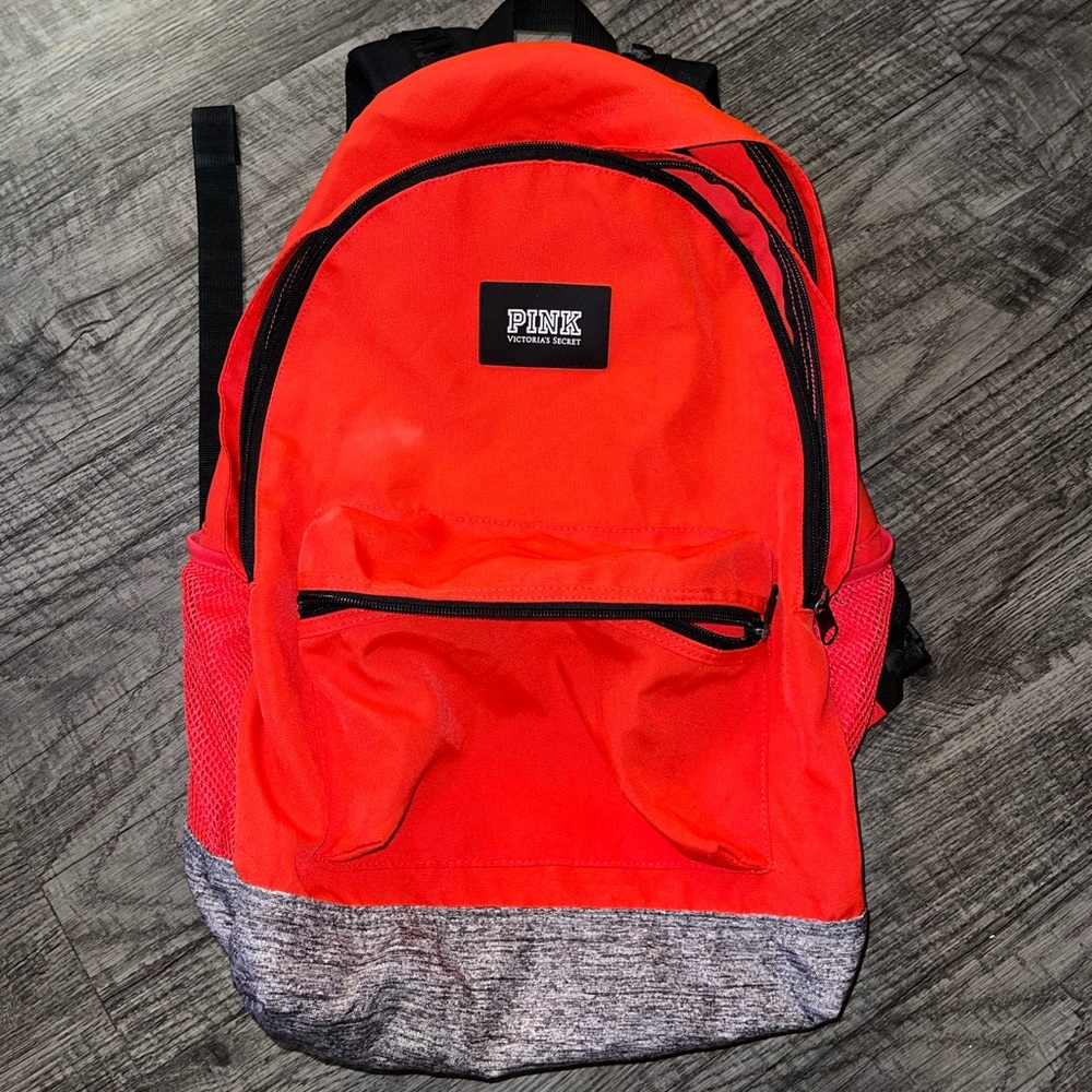 Victoria's Secret PINK Neon Candy Coral Colorblock Campus Backpack